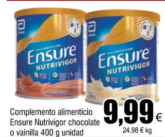 FROIZ Complemento alimenticio ensure nutrivigor chocolate o vainilla 400 g unidad oferta