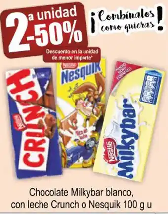 FROIZ Chocolate milkybar blanco, con leche crunch o nesquik 100 g u oferta