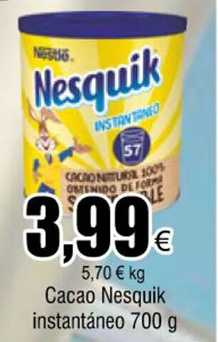 FROIZ Cacao nesquik instantáneo 700 g oferta