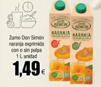 FROIZ Zumo don simón naranja exprimida con o sin pulpa 1 L unidad oferta