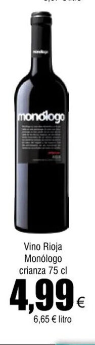 FROIZ Vino rioja monólogo crianza 75 cl oferta