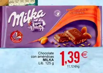 Plenus Supermercados Chocolate Con Amendoas Milka Lib 125 g oferta
