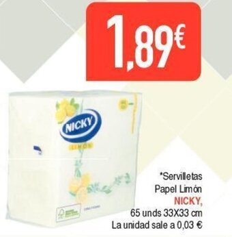 Masymas Servilletas papel limón NICKY oferta