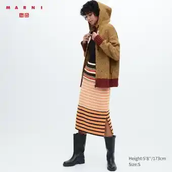 Uniqlo Marni falda lana merino mezcla rayas oferta