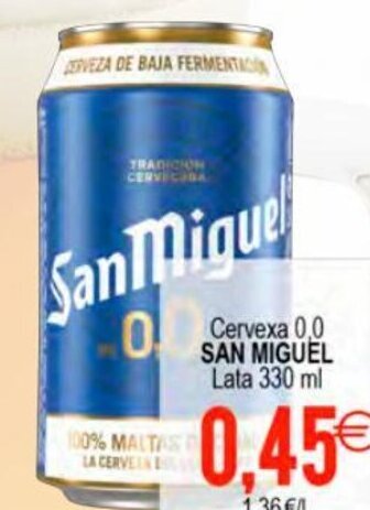 Plenus Supermercados Cervexa 0,0 San Miguel Lata 330 ml oferta