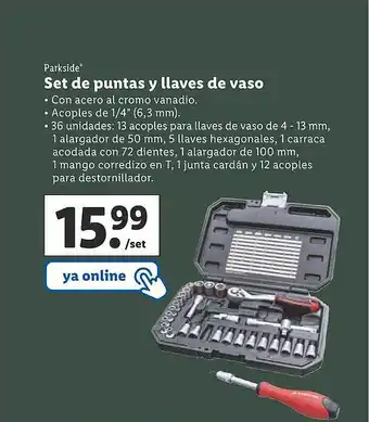 Lidl Parkside set de puntas y llaves de vaso oferta