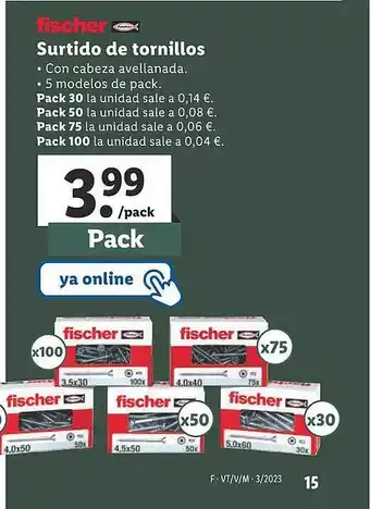 Lidl Fischer surtido de tornillos oferta