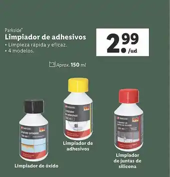 Lidl Parkside limpiador de adhesivos oferta