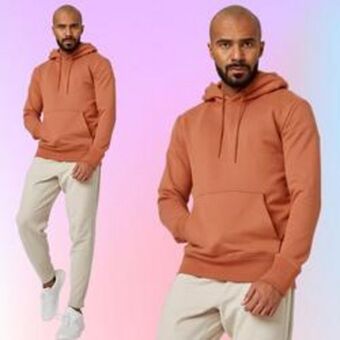 Decathlon Sudadera fitness capucha cuello redondo hombre domyos 500 naranja oferta