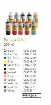 Abacus Pintura tèxtil 200 ml o blanc blau clar blau fosc groc marró fosc negre vermell rosa taronja verd clar verd fosc oferta