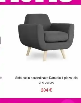 Muebles Menzzo Sofa estilo escandinavo danubio 1 plaza tela gris oscuro 204 € oferta