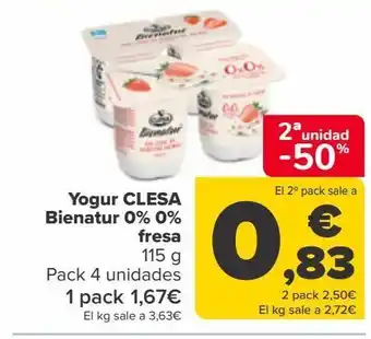 Carrefour Yogur clesa bienatur 0% 0% fresa oferta
