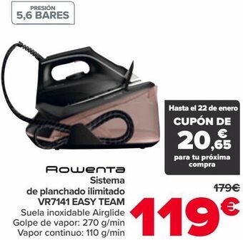 Carrefour Rowenta sistema de planchado ilimitado vr7141 easy team oferta