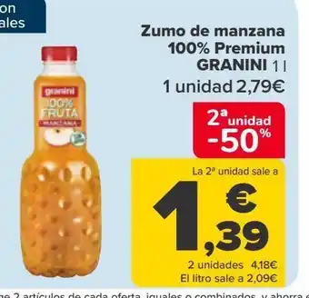 Carrefour Zumo de manzana 100% premium granini oferta