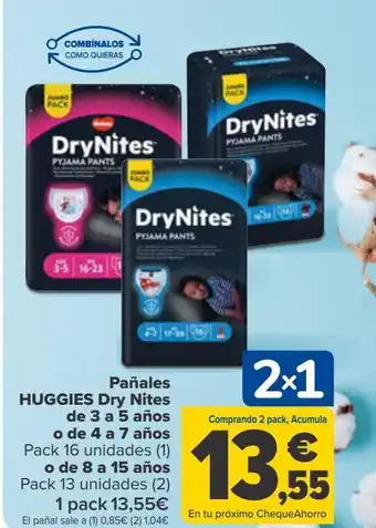 Carrefour Pañales huggies dry nites oferta