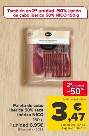 Carrefour Paleta de cebo ibérica 50% raza ibérica nico oferta