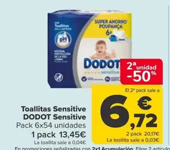 Carrefour Toallitas sensitive dodot sensitive oferta
