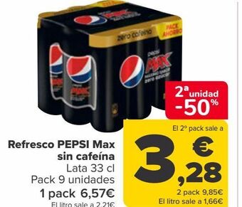 Carrefour Refresco pepsi max sin cafeína oferta