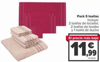 Carrefour Pack 5 toallas oferta