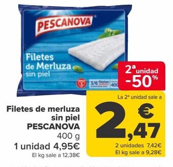 Carrefour Filetes de merluza sin piel pescanova oferta