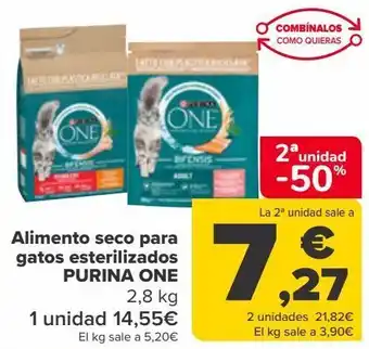 Carrefour Alimento seco para gatos esterilizados purina one oferta