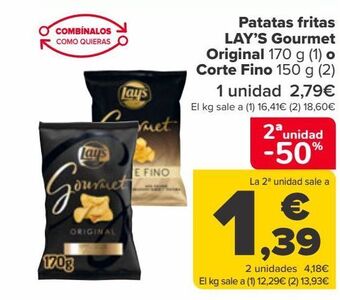 Carrefour Patatas fritas lay's gourmet original o corte fino oferta