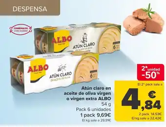 Carrefour Atún claro en aceite de oliva virgen o virgen extra albo oferta