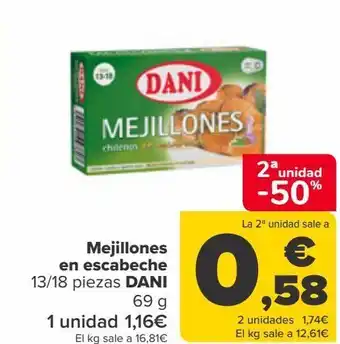 Carrefour Mejillones en escabeche dani oferta
