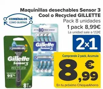 Carrefour Maquinillas desechables sensor 3 cool o recycled gillette oferta