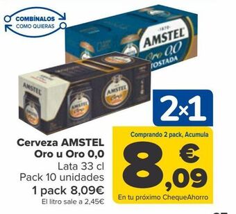 Carrefour Cerveza amstel oro u oro 0,0 oferta