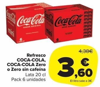 Carrefour Market Refresco coca-cola, coca-cola zero o zero sin cafeína oferta