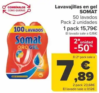 Carrefour Lavavajillas en gel somat oferta