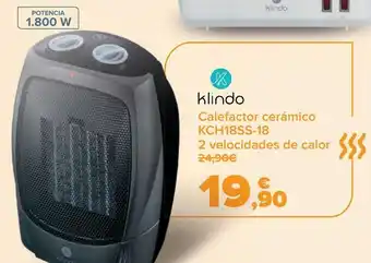 Carrefour Klindo calefactor cerámico kch18ss-18 oferta