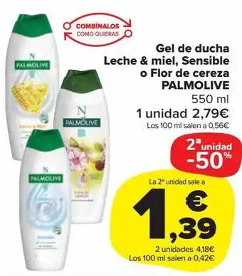Carrefour Market Gel de duccha leche & miel, sensible o flor de cereza palmolive oferta