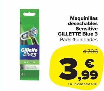 Carrefour Market Maquinillas desechables sensitive gillette blue 3 oferta