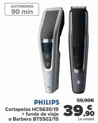 Carrefour Philips cortapelos hc5630/15 + funda de viaje o barbero bt5502/15 oferta