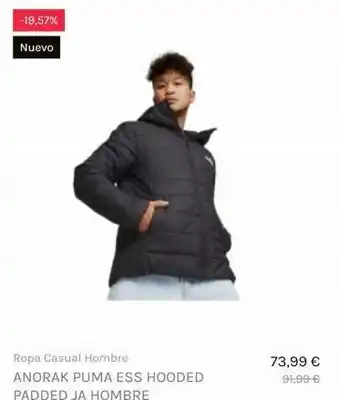 Deportes Blanes -19,57% nuevo ropa casual hombre anorak puma ess hooded padded ja hombre 73,99 € 91,99 € oferta