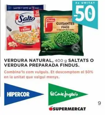 Hipercor Verdura Natural 400g, Saltats O Verdura Preparada Findus oferta
