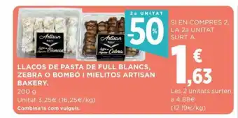 Hipercor Llaços De Pasta De Full Blancs, Zabra O Bombó I Mielitos Artisan Bakery oferta