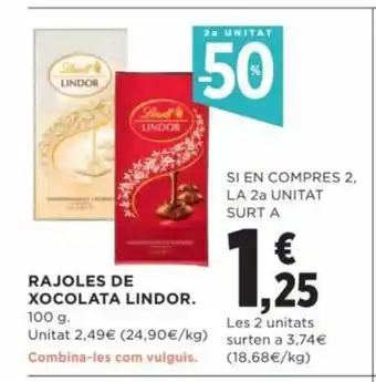Hipercor Rajoles De Xocolata Lindor oferta