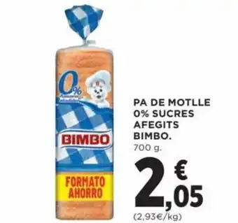 Hipercor Pa De Motlle 0% Sucres Afegits Bimbo oferta