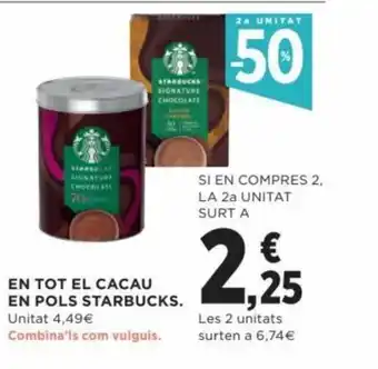 Hipercor En Tot El Cacau En Pols Starbucks oferta