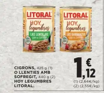 Hipercor Cigrons O Llenties Amb Sofregit Hoy Legumbres Litoral oferta