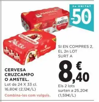 Hipercor Cervesa Cruzcampo O Amstel oferta