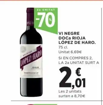 Hipercor Vi Negre DOCa Rioja López De Haro 75 cl. oferta