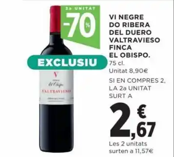 Hipercor Vi Negre Do Ribera Del Duero Valtravieso Finca El Obispo 75 cl. oferta
