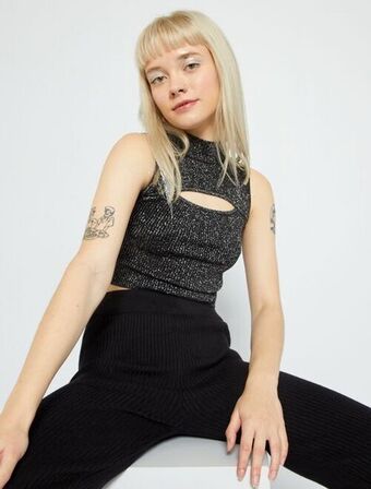 Kiabi Camiseta sin mangas de punto de canalé metalizado oferta