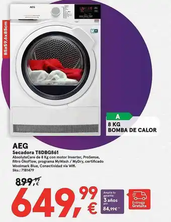 Worten Aeg secadora t8db861 oferta