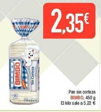 Masymas Pan sin corteza bimbo oferta