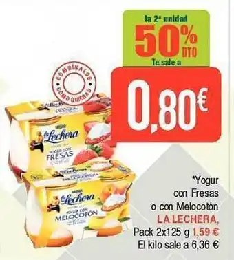 Masymas Yogur con fresas o con melocotón la lechera pack 2 oferta